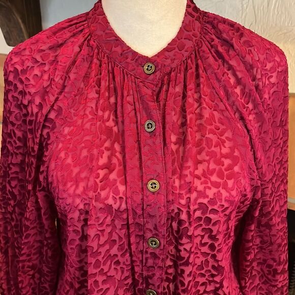 Anthropologie Susanna Burnout Velvet Buttondown, MP! - Picture 2 of 10